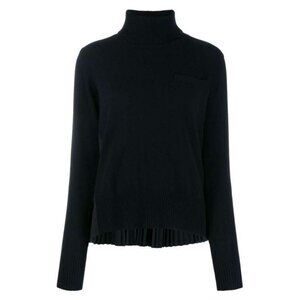 Sacai Heavy Roll Neck Sweater Navy Stripe Blue Size 2 / US 8